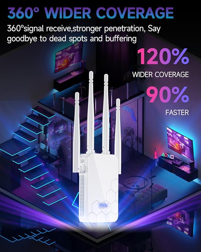 2026 WiFi Extender Internet Booster, 10000 Sq.ft Long Range Repeater Wireless - Image 3