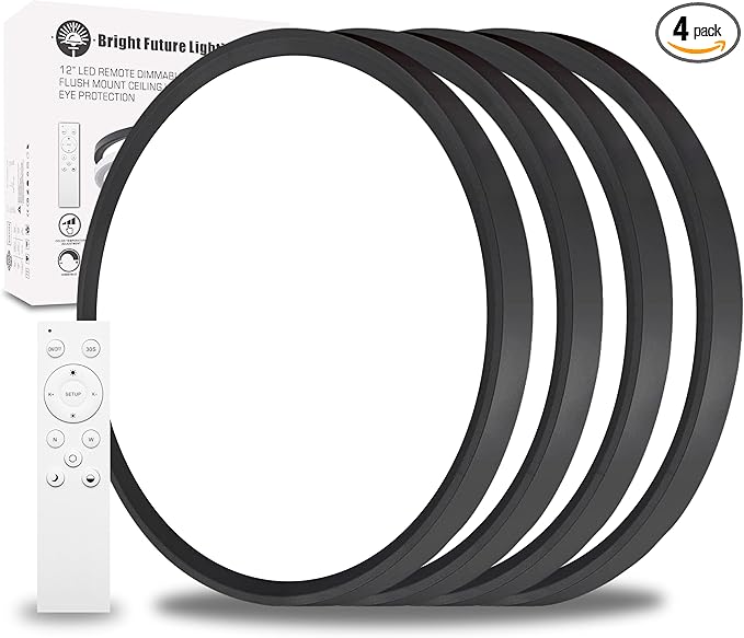 4Pack 12 Inch Remote Control Dimmable LED Flush Mount Ceiling Light Panel by Unknown