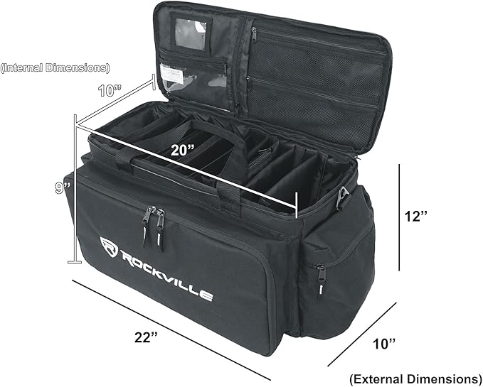 Rockville UT-BAG10 DJ Utility/Cable Bag, 10 Compartments, Padded Straps - Image 2