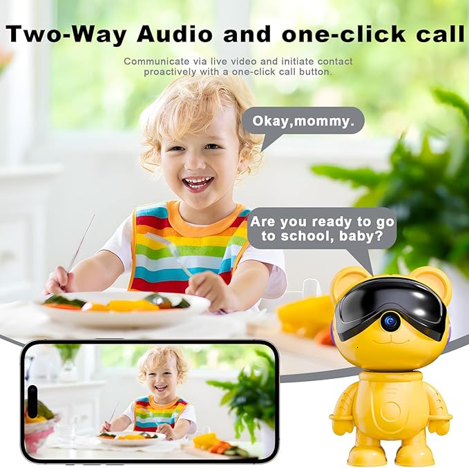 dzcctvipc-Cute Bear-2K Smart-Robot Security-Camera Wireless - Image 6