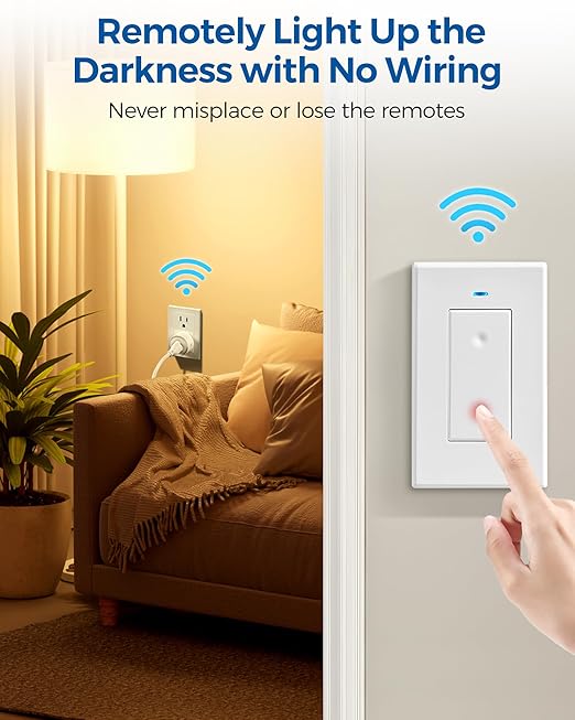 Remote Control Outlet, WILAWELS Wireless Light Switch, Removable Remote Light - Image 3