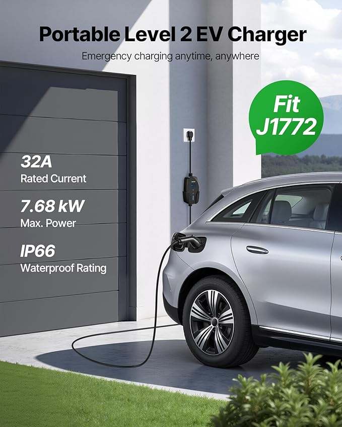 VEVOR Level 2 EV Charger, 32 Amp Adjustable Current, 240V Electric Vehicle - Image 2