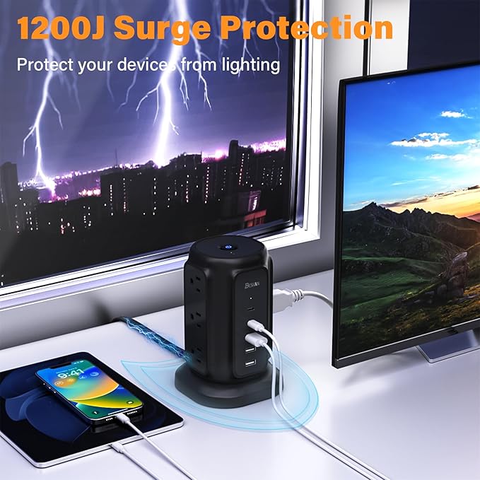 Flat Plug Power Strip Tower - Image 6