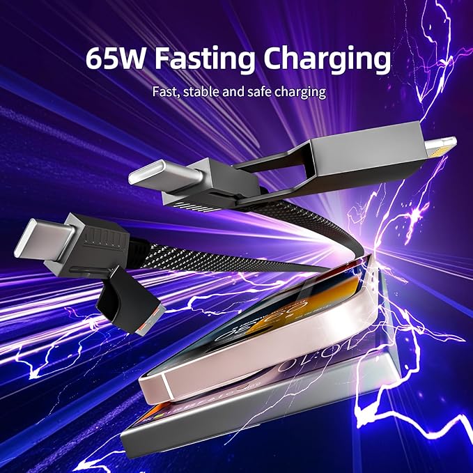 Firsting 4 in 1 Charging Cable 65W, USB C Cable Fast Charger Cord - Image 4