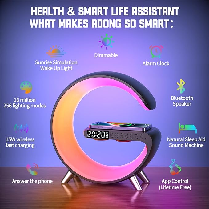 Smart Table Lamp, 15W Wireless Charger Station - Image 4