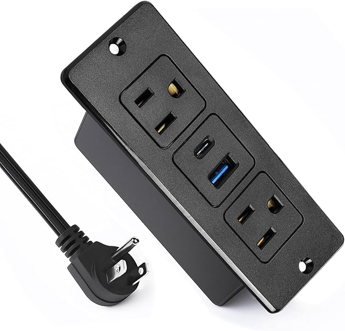 Havorbit 20W Recessed Power Strip USB, 2 AC Outlets + 1 USB-C + 1 USB-A Ports by Havorbit