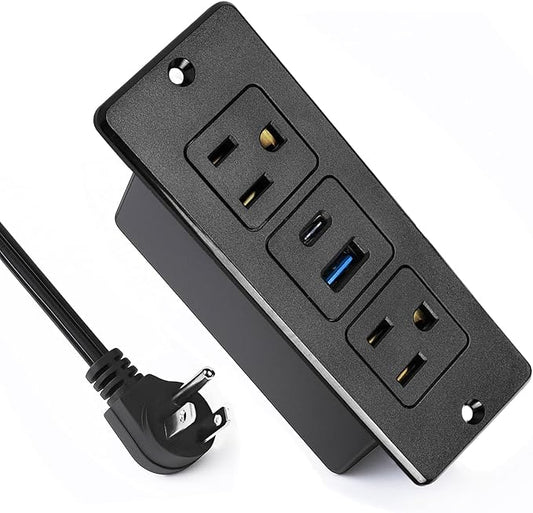 Havorbit 20W Recessed Power Strip USB, 2 AC Outlets + 1 USB-C + 1 USB-A Ports by Havorbit