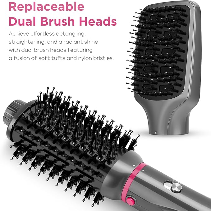 IG INGLAM 4 in 1 Hot Air Brush, Negative Ion Detachable Hair Styler & Volumizer - Image 7