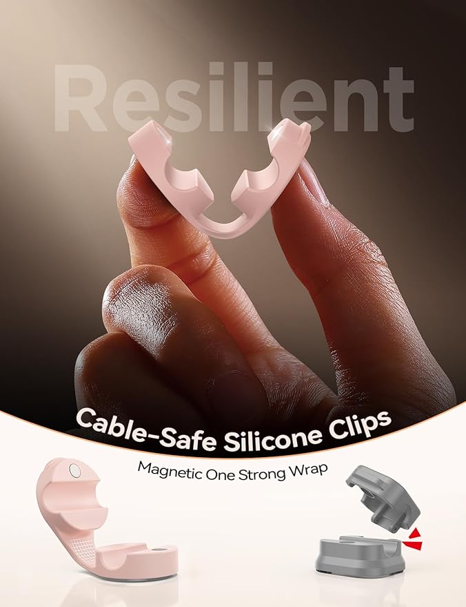 8-Pack Cord Organizer Silicone Magnetic Cable Clips Desk Wire Management - Image 2