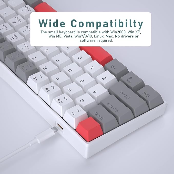 Camiysn 60% Mechanical Gaming Keyboard, Mixed Color Keycaps Gaming Keyboard - Image 6