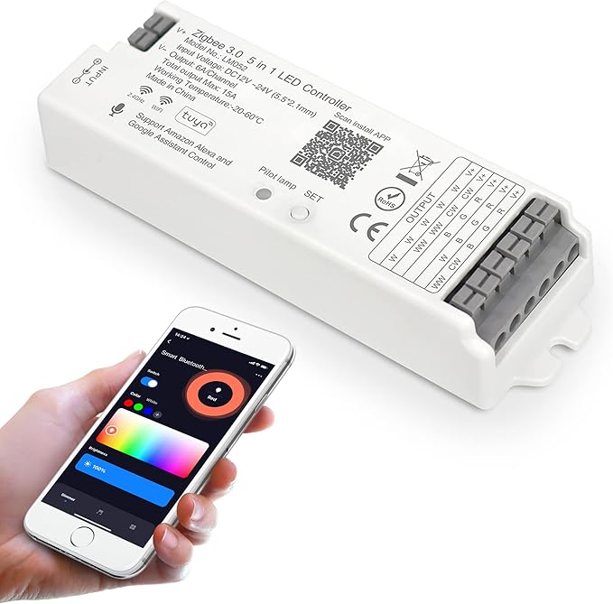 XXK LM052 ZigBee 3.0 LED Strip Controller RGB CCT RGBW 5in1 Dimmable Compatible by XXK