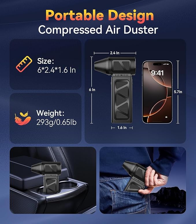YUHUO Upgraded Compressed Air Duster, 360000 RPM Electric Air Duster - Image 8