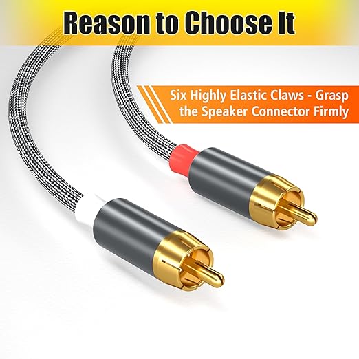 AGVEE 25ft RCA Cable, 2 RCA Male Thickened Six Claws Plug Stereo Auxiliary - Image 2