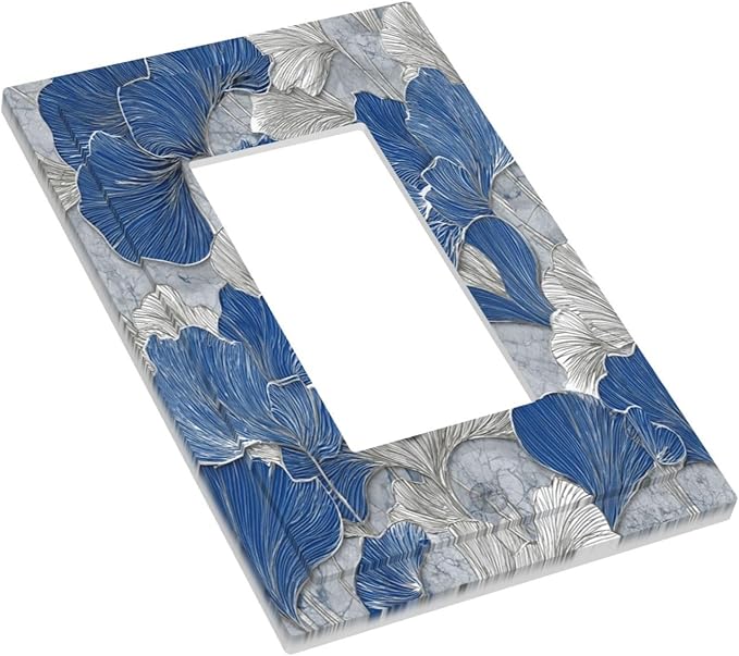 Bvtewkhz Abstract Blue Marble Plant Leaves 1 Gang Single Rocker Decorative - Image 3