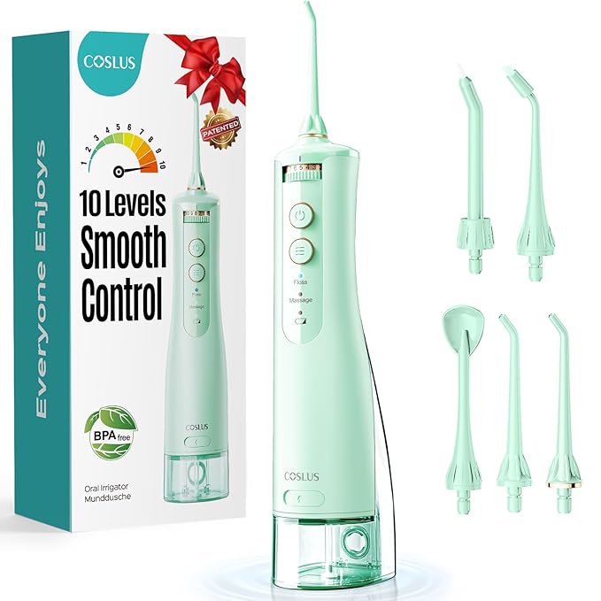 COSLUS Portable Water Flosser for Teeth: 10 Pressure Settings Professional by COSLUS