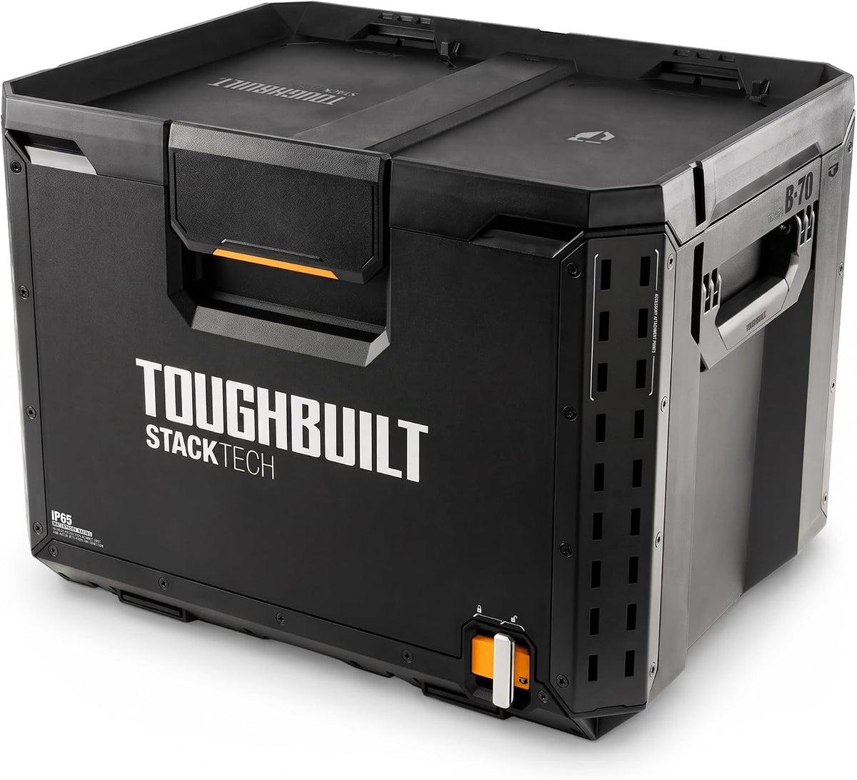 toughbuilt stacktech xl stackable tool box with lock, main product view