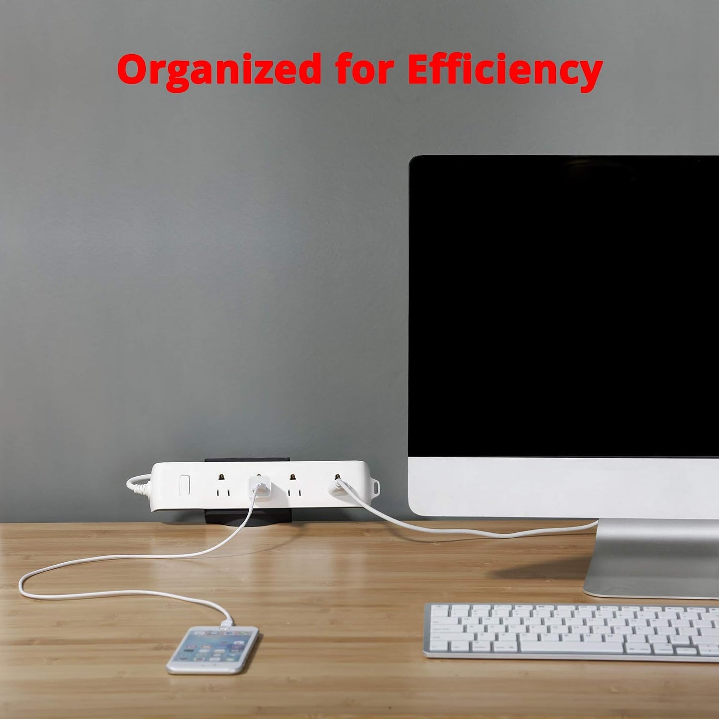 SIIG Power Strip Clamp Holder with Cable Management, CE-MT2Y12-S1 | Clamp a power strip beneath or beside a desk to keep outlets accessible and route cables away from the work surface.