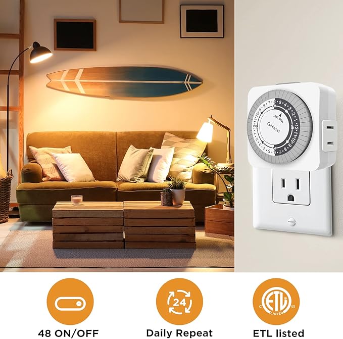 G-Homa Timers for Electrical Outlets, 24 Hour Indoor Plug-in Mechanical Timer - Image 5