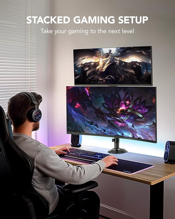 HUANUO 13-32 Inch Dual Monitor Stand, NITROGLIDE™ Dual Monitor Mount, Monitor - Image 7