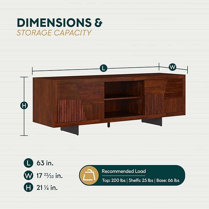 Trapeze TV Stand for Living Room – Wooden Media Console - Image 2