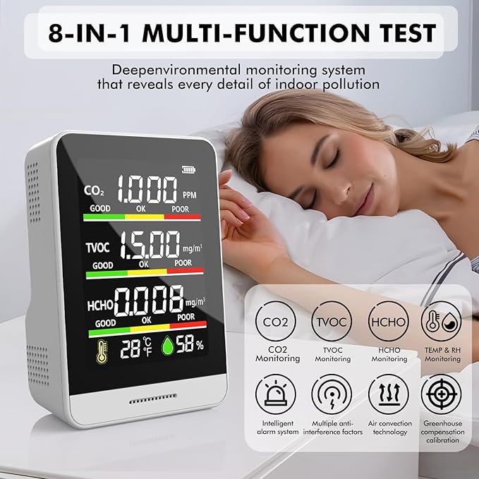 Air Quality Monitor Indoor, 8-in-1 Smart Air Quality Tester - Image 5