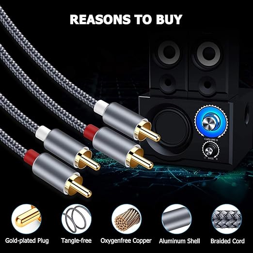 Goalfish RCA Cable, 4FT RCA Audio Cable Stereo 2RCA to 2RCA Male to Male Cord - Image 5