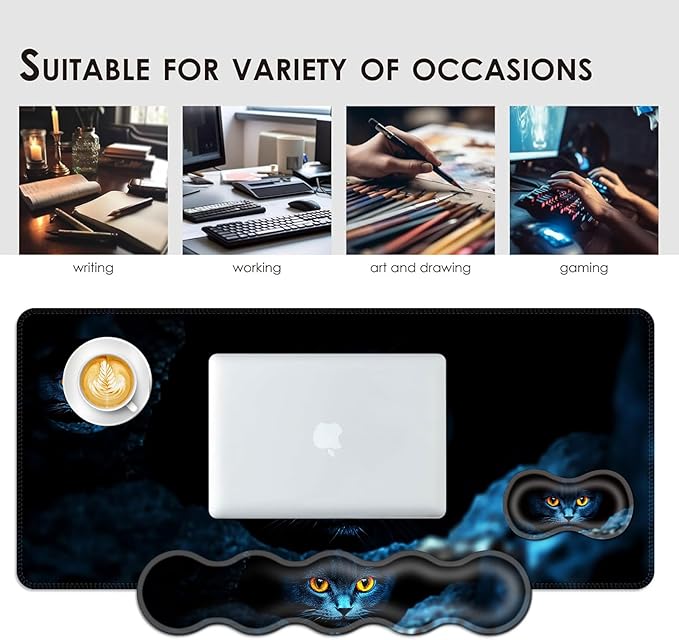 BFUKVOU Large Keyboard Mouse Pad Set, Extended Mouse Pad+Keyboard Wrist Rest - Image 7