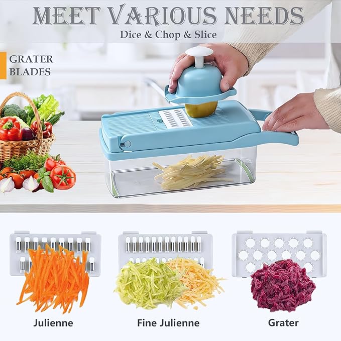 Pro-Series 16-in-1 Vegetable Chopper, Dewpeton Mandoline Slicer, Veggie Chopper - Image 3