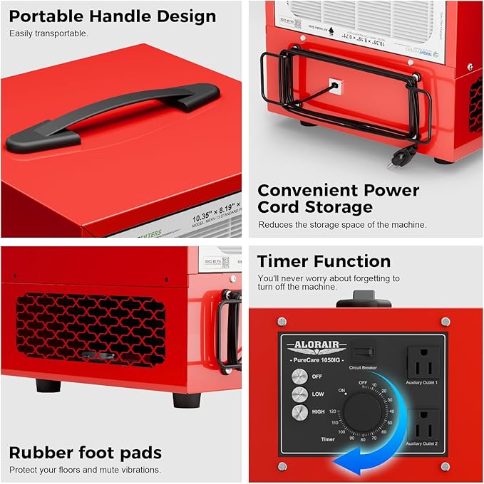 ALORAIR Portable Air Filtration System Built-In Ionizer, 180° Air Intake - Image 6