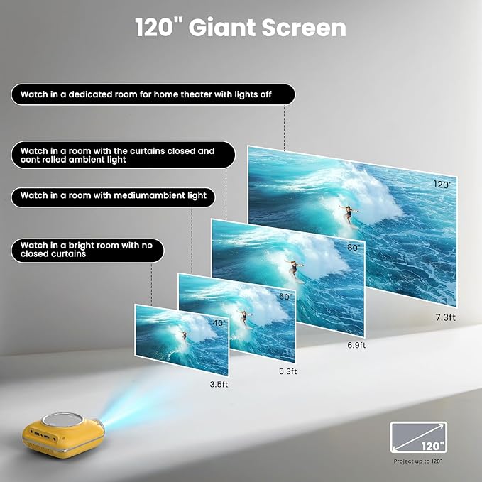 HOMPOW Mini Projector with Two -Way Bluetooth, Portable Projector - Image 6