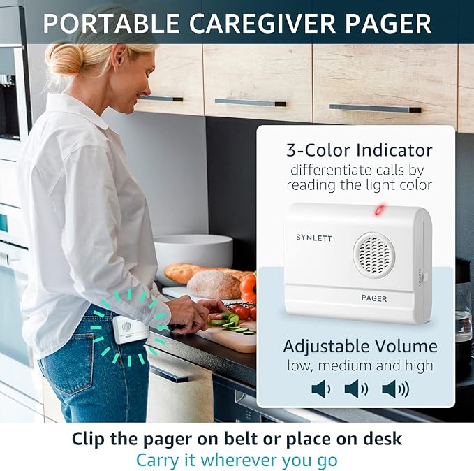 SYNLETT Caregiver Pager Wireless Call Buttons Motion Sensor Alarm Indoor - Image 3