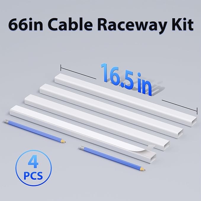 ZhiYo Large Wire Hiders for TV on Wall for 3-4 Cords - 66in PVC Cable Cover Kit - Image 5