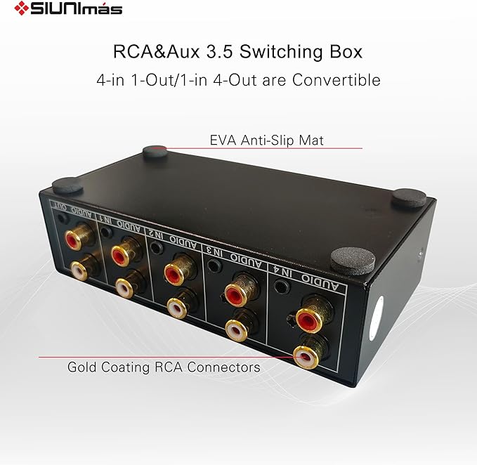 SIUNIMAS 4-in 1-Out RCA and 3.5mm Aux Audio Receiver Switching Box 4 Channels - Image 4