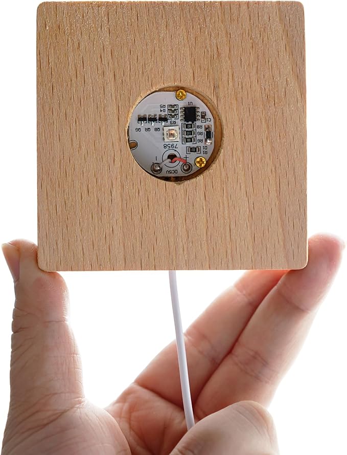 ZEERSHEE Pack 2 LED Light Base for Crystal Colorful Lights Square Wood Display - Image 9