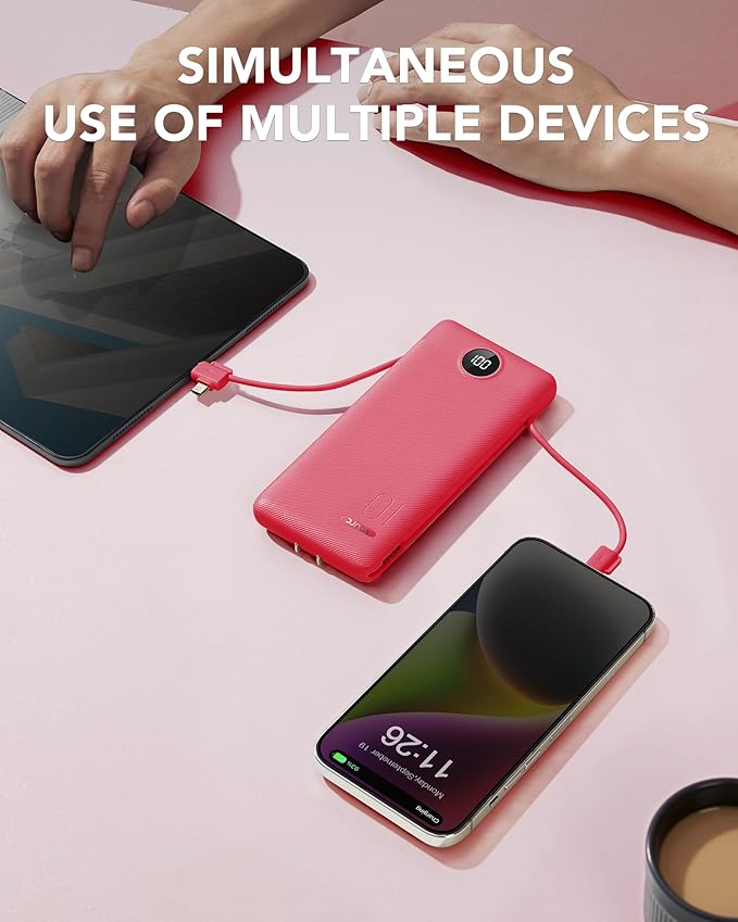 Portable Charger Built-in Cables and AC Wall Plug, VRURC USB C Power Bank - Image 6