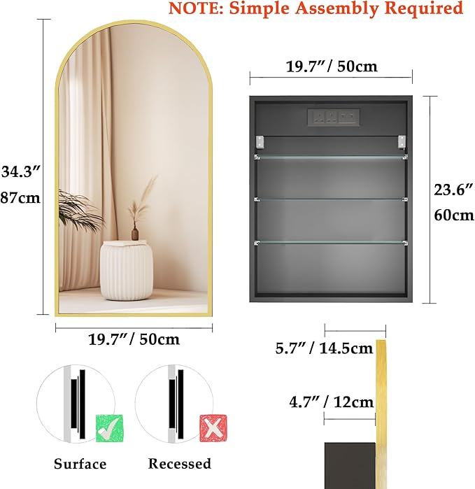 Gold Arched Bathroom Cabinet - Image 2
