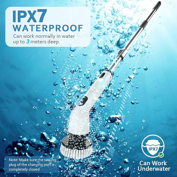 TUYU Electric Spin Scrubber, Full-Body IPX7 Waterproof Bathroom Scrubber - Image 5