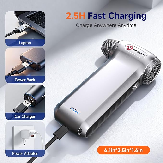 Compressed Air Duster-125, 000 RPM Cordless Electric Air Duster, Rechargeable - Image 4