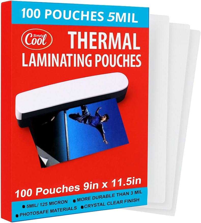 5MIL Thermal Laminating Sheets 9x11.5 inch, Letter Size Dry-Erase Friendly by SimplyCool