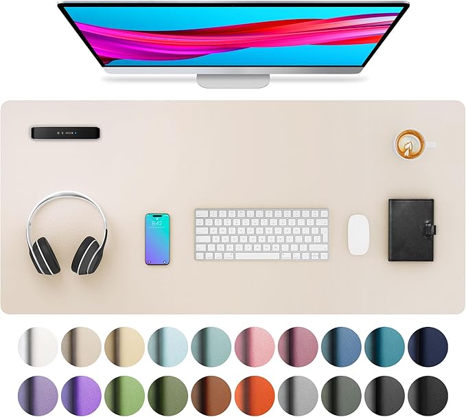 Aothia Large PU Leather Desk Pad Protector – Non-Slip Mouse Pad & Writing Mat by AothiaSimpleNaturalUnique