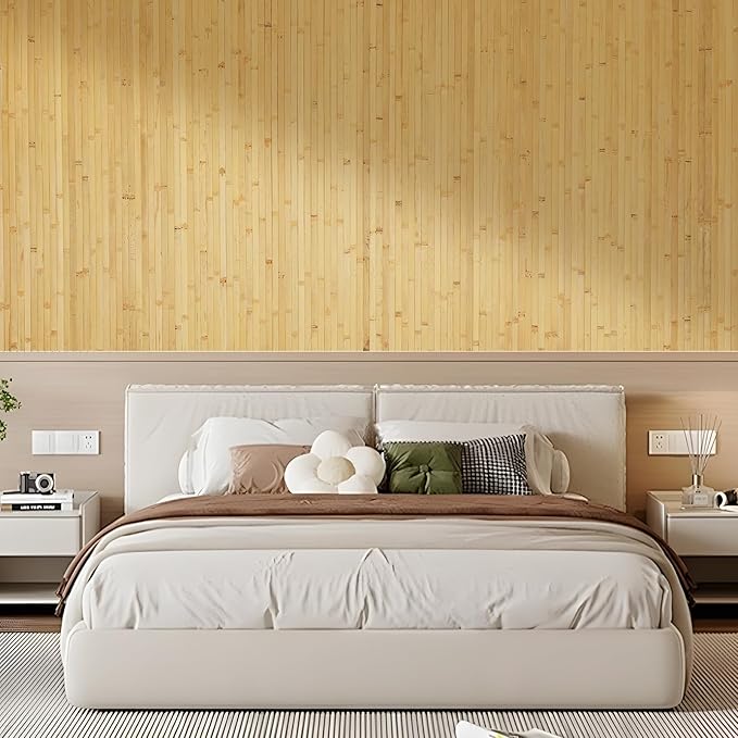 OUZUGIE 1 Pack 96x48 Inch Natural Bamboo Wall Panel – Natural Pole Wrap Paneling - Image 8