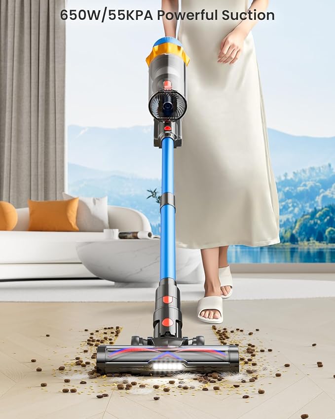 Kermoky Cordless Vacuum Cleaner, 650W 55KPA 70Mins Vacuum Cleaners - Image 2