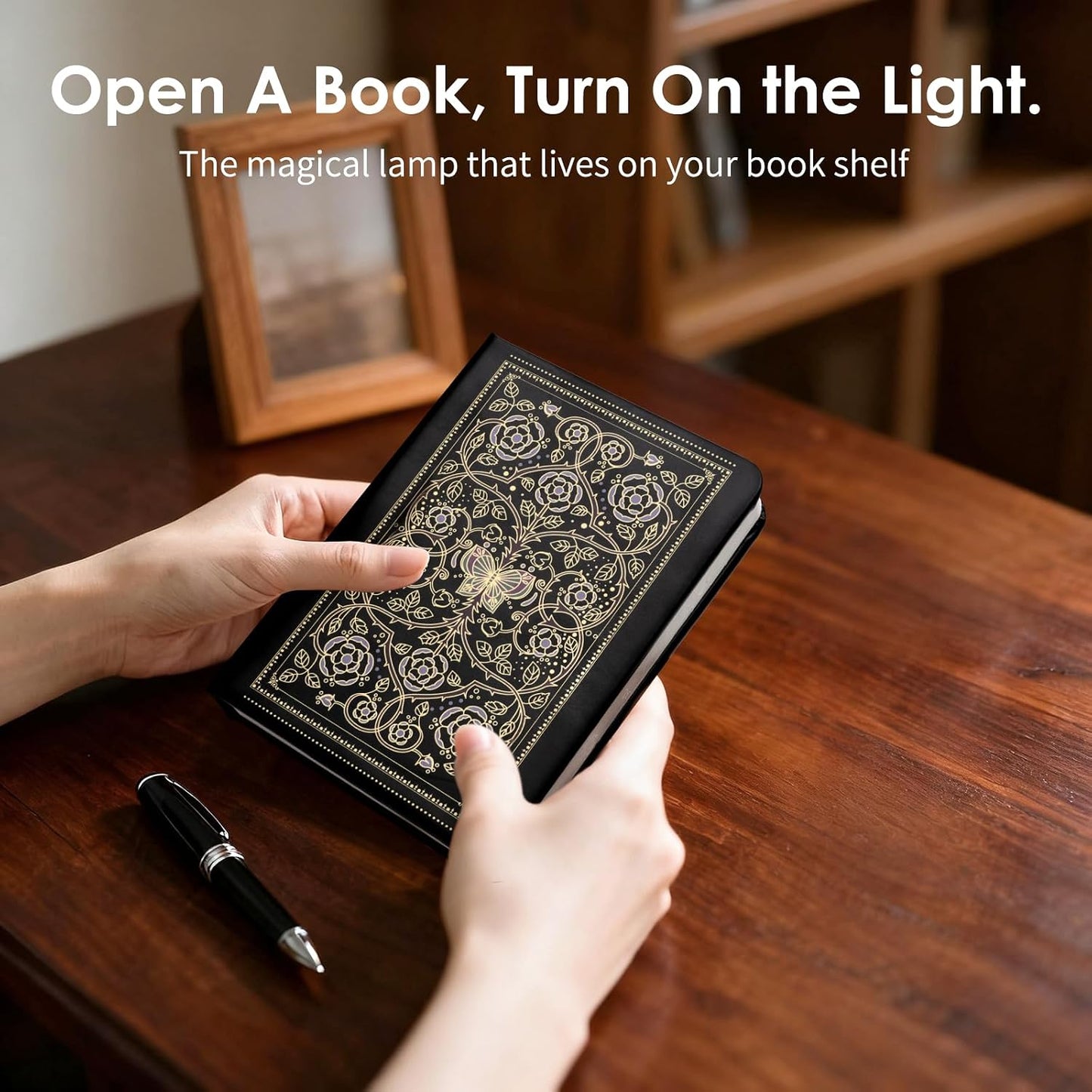 Book Lamp for Book Lovers Gifts, Bookshaped Small Mood Lighting Lamp Foldable Paper Hardcover Cover, Unique Aesthetic Lamps USB Rechargeable, Bookish Decor for Library, Reading Nook, Bookshelf