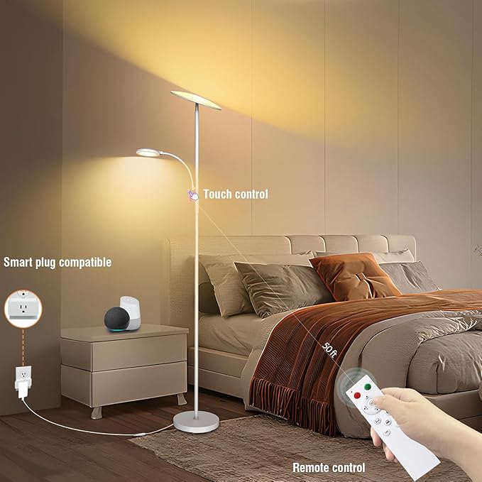 marctronic White Floor Lamps for Living Room, 44W/4500LM Super Bright 2 in 1 - Image 4