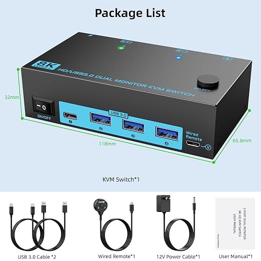 8K Dual Monitor KVM Switch Dual HDMI 2.1 2 Monitors 2 Computers 2 in 2 Out 4 - Image 8