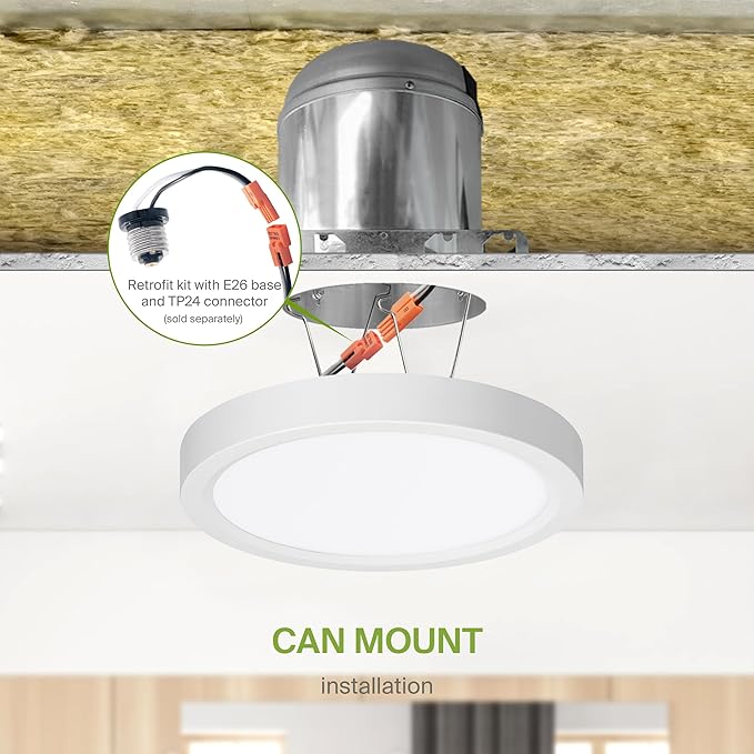 ASD LED 7" Round Flush Mount Ceiling Light Fixture, Low Profile Surface - Image 8