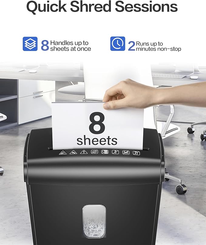 Locksworth 8-Sheet Micro-Cut Paper Shredder, P4 High Security, 4 Gallon Bin - Image 2