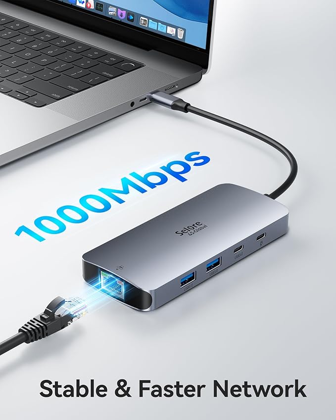 USB C Docking Station Dual Monitor, Selore Docking Station 3 Monitors Triple 4K - Image 5
