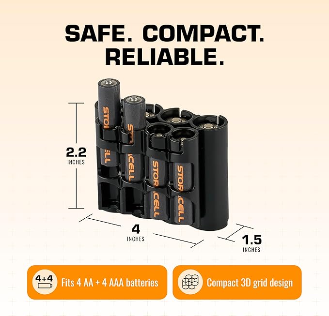 Storacell AA + AAA Combo Battery Storage Caddy and Dispenser, Holds 4 AA + 4 - Image 6