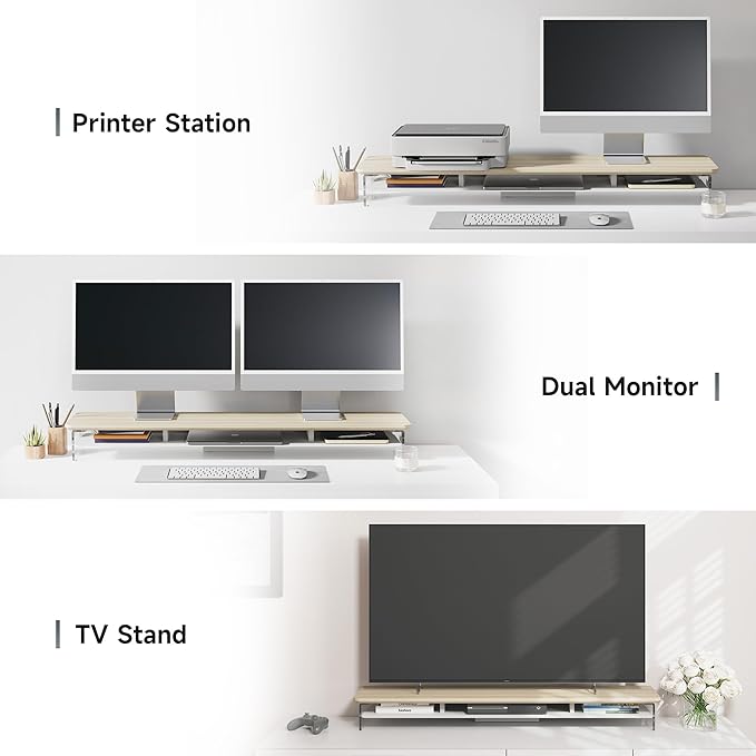 Fenge Acrylic Monitor Stand Riser, 42.5 Inches Dual Monitor Stand - Image 5